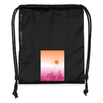 Indices subtils WLW Sunrise Cottagecore Flag Design - Sac à cordon en polyester recyclé - noir - Devant