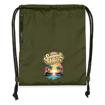 Summer Mood Palm Trees Sunset - Gymsac made from recycled material - military green - Front