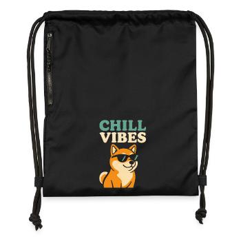 Chill Vibes Shiba Tea - Gymsac made from recycled material - black - Front