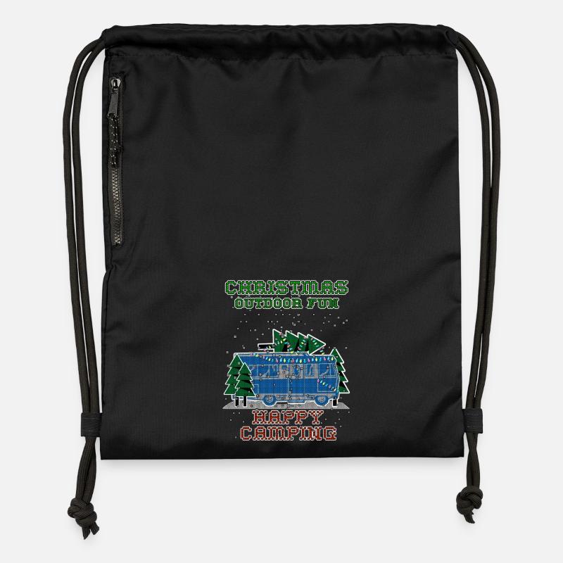 Christmas Camping - Gymsac made from recycled material - black
