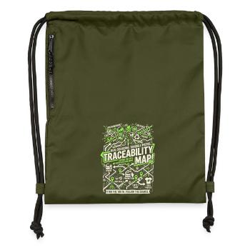 Carte de traçabilité - Sac à cordon en polyester recyclé - military green - Devant