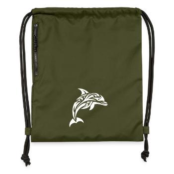 Saut Mignon Tatouage Dauphin - Sac à cordon en polyester recyclé - military green - Devant