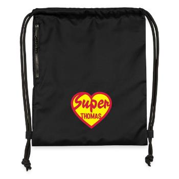 thomas super heart love heart - Gymsac made from recycled material - black - Front