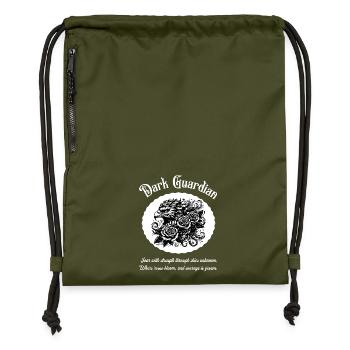 Adler mit Rosen Tattoo Art Schwarz-Weiß Design - Turnbeutel aus Recycling-Material - military Green - Vorne