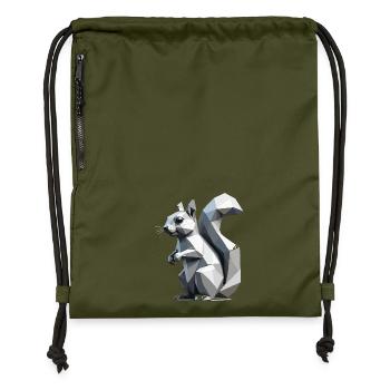 Écureuil - Mignon design de polygone bas - Sac à cordon en polyester recyclé - military green - Devant