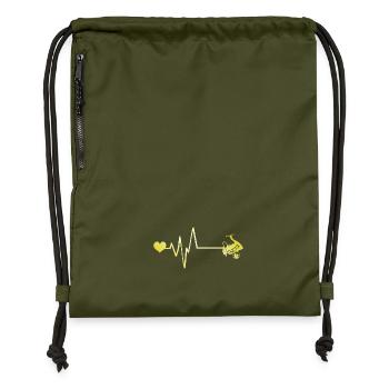Fishing Reel Heartbeat - Gymsac made from recycled material - military green - Front