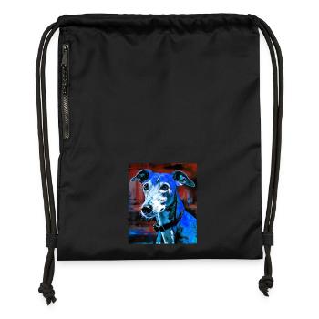 Portrait de chien lévrier - Sac à cordon en polyester recyclé - noir - Devant