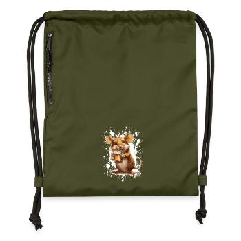 Mouse Beer Funny - Gymsac made from recycled material - military green - Front