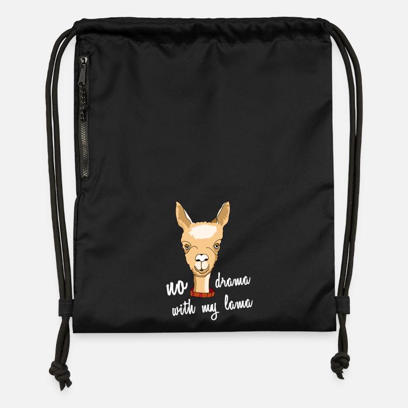 lama no drama alpaca camel face saying comic cute - Gymsac made from recycled material - black