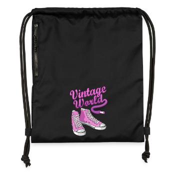 Pink vintage sneakers - Sac à cordon en polyester recyclé - noir - Devant