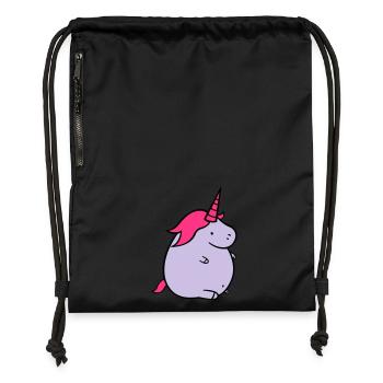 fat_unicorn_02 - Turnbeutel aus Recycling-Material - Schwarz - Vorne