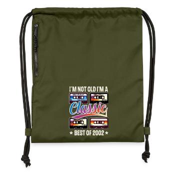 2002 Year of birth Birthday Cassette Vintage - Gymsac made from recycled material - military green - Front