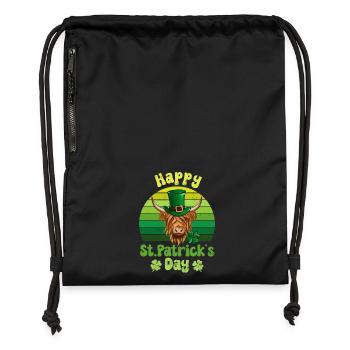 St. Patrick's Tag Schottisches Hochlandrind - Turnbeutel aus Recycling-Material - Schwarz - Vorne