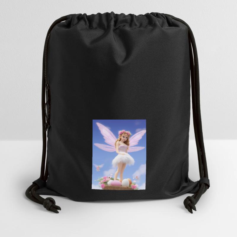 Retro style Pixie on Egg- Easter Gymsac made from recycled material