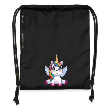 Annoyed Unicorn – Original Design for Fantasi - Gymsac made from recycled material - black - Front