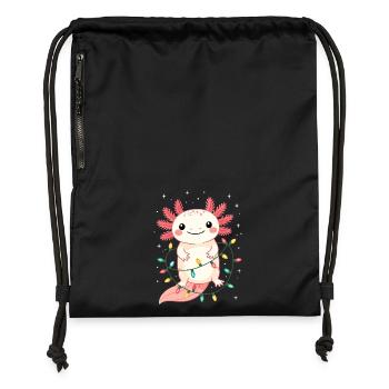 Axolotl Weihnachten Weihnachtspullover lustig süß - Turnbeutel aus Recycling-Material - Schwarz - Vorne