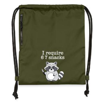 6-7 Internet Meme Cooler 6 7 Raccoon - Gymsac made from recycled material - military green - Front