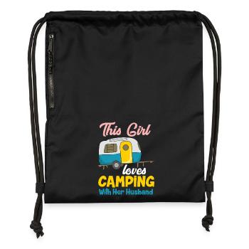 This Girl Loves Camping With Her Husband Design - Gymsac made from recycled material - black - Front