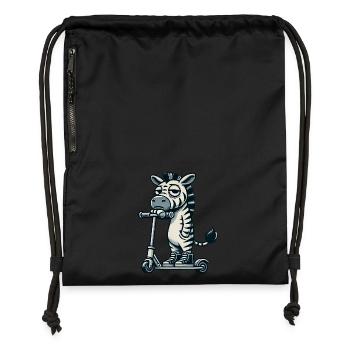 Zebra Scooter Kickroller Funny Comic - Gymsac made from recycled material - black - Front