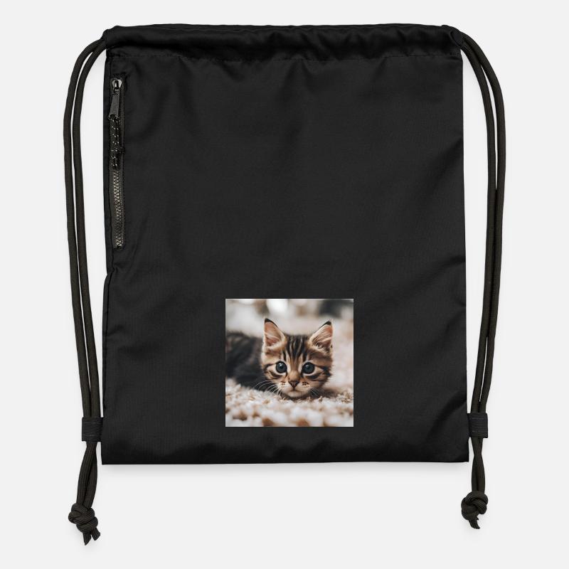 Chat - Sac à cordon en polyester recyclé - noir