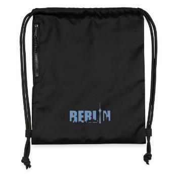 Berliner Skyline Design Silhouette Fernsehturm - Turnbeutel aus Recycling-Material - Schwarz - Vorne