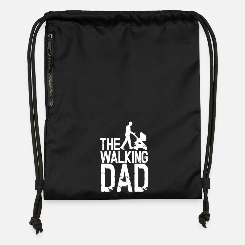 Le papa qui marche - Sac à cordon en polyester recyclé - noir