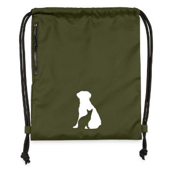 Hund und Katze - Turnbeutel aus Recycling-Material - military Green - Vorne