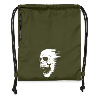 White skull and speed - Gymsac made from recycled material - military green - Front
