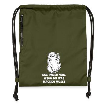Faul Urwald Tier Faultier Statement Dschungel - Turnbeutel aus Recycling-Material - military Green - Vorne