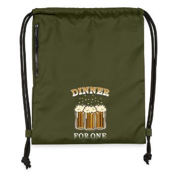 Dinner for one | Lustiges Bier Design - Silvester - Turnbeutel aus Recycling-Material - military Green - Vorne