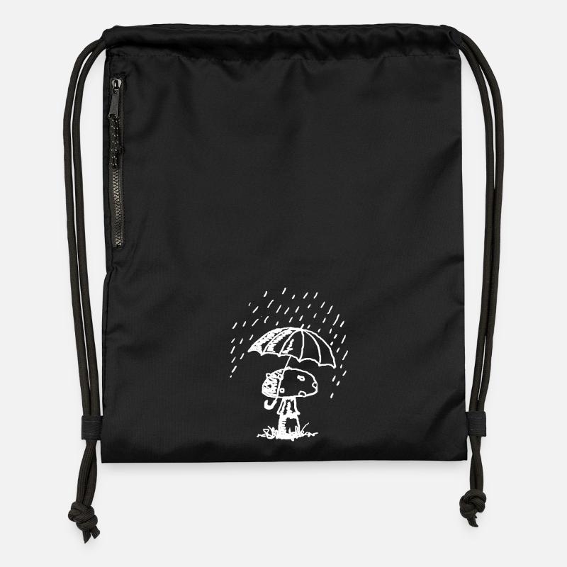Champignon sous la pluie - Sac à cordon en polyester recyclé - noir
