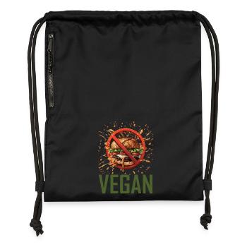 Renoncement végétalien au design de la restauration rapide - Sac à cordon en polyester recyclé - noir - Devant