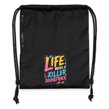 LA VIE A BESOIN D’UNE BANDE-SON ET D’UNE MUSIQUE QUI TUENT - Sac à cordon en polyester recyclé - noir - Devant