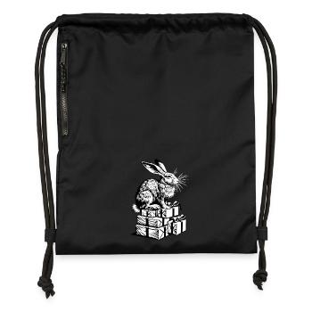 Lapin de Noël - Le lapin de Pâques fête Noël - Sac à cordon en polyester recyclé - noir - Devant