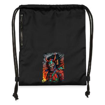 Devil Oni Maske - Turnbeutel aus Recycling-Material - Schwarz - Vorne