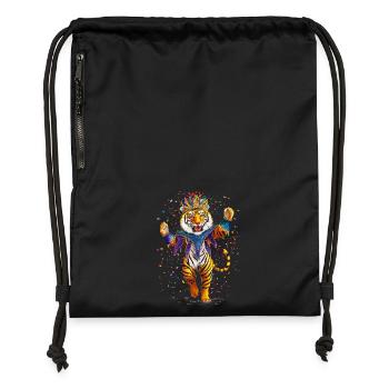 Tiger Mardi Gras Fasching - Turnbeutel aus Recycling-Material - Schwarz - Vorne