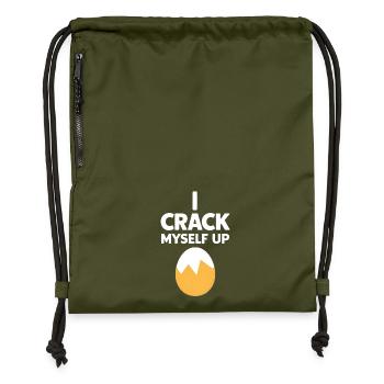 I Crack Myself Up - Gymsac made from recycled material - military green - Front