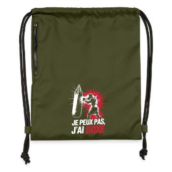 Je peux pas, j'ai boxe - Sac à cordon en polyester recyclé - military green - Devant