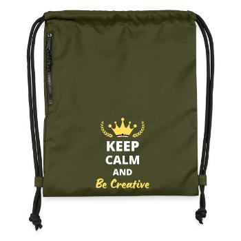 Keep Calm and Be Creative - Gymsac made from recycled material - military green - Front