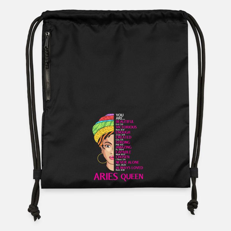 Signe du zodiaque Bélier - Sac à cordon en polyester recyclé - noir