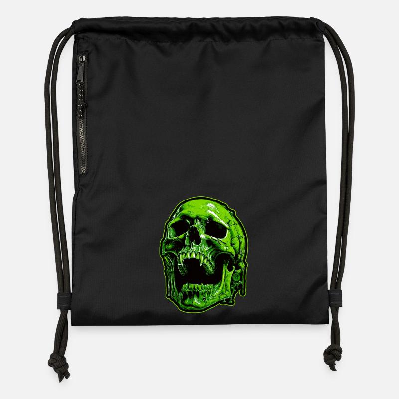 Grüner Vampirschädel - Turnbeutel aus Recycling-Material - Schwarz