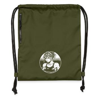 Conception de nageuse de bande dessinée - Swim Girl Design - Sac à cordon en polyester recyclé - military green - Devant