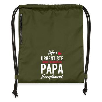 papa et urgentiste / papa exceptionnel - Sac à cordon en polyester recyclé - military green - Devant