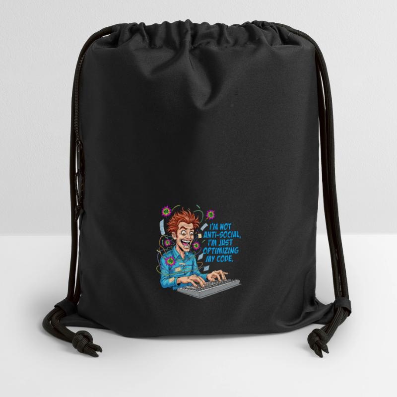 Code Optimizer : antisocial ? Juste du codage ! Sac à cordon en polyester recyclé