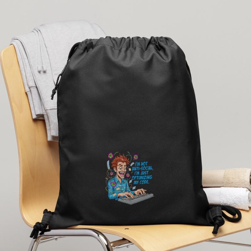 Code Optimizer : antisocial ? Juste du codage ! Sac à cordon en polyester recyclé