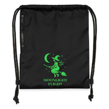 La sorcière vole dans la nuit au clair de lune - Sac à cordon en polyester recyclé - noir - Devant