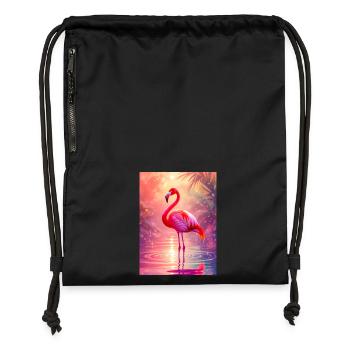 Flamingo – Geist der Anmut und Farbe - Turnbeutel aus Recycling-Material - Schwarz - Vorne