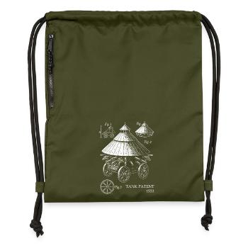 Steampunk Carriage Tank Patent Art  - Gymsac made from recycled material - military green - Front