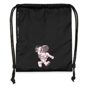 Boombox astronaute - Sac à cordon en polyester recyclé - noir - Devant