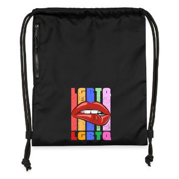 LGBT LGBTQ+ Retro Vintage Colorful Lips Art Pride - Gymsac made from recycled material - black - Front